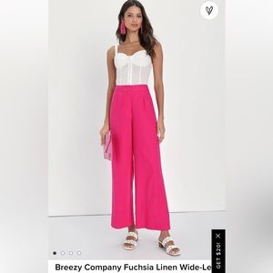 Lulus linen wide leg pants, pink, size M